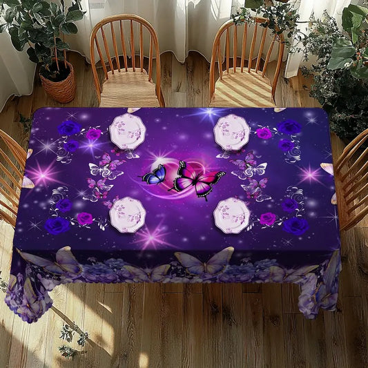 vibrant purple floral tablecloth durable polyester - Temu